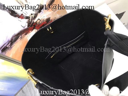 CELINE Sangle Seau Bag in Litchi Leather C3371 Black