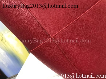 CELINE Sangle Seau Bag in Litchi Leather C3371 Red