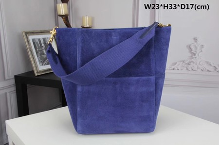 CELINE Sangle Seau Bag in Suede Leather C3371 Blue