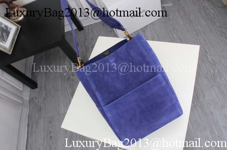 CELINE Sangle Seau Bag in Suede Leather C3371 Blue