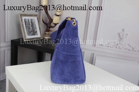 CELINE Sangle Seau Bag in Suede Leather C3371 Blue