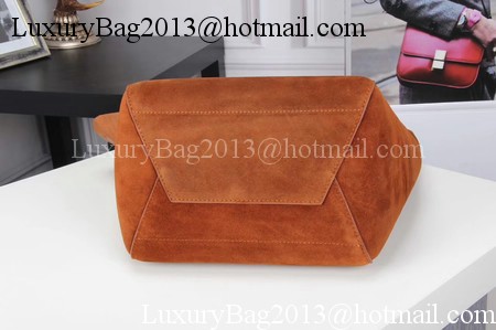 CELINE Sangle Seau Bag in Suede Leather C3371 Brown