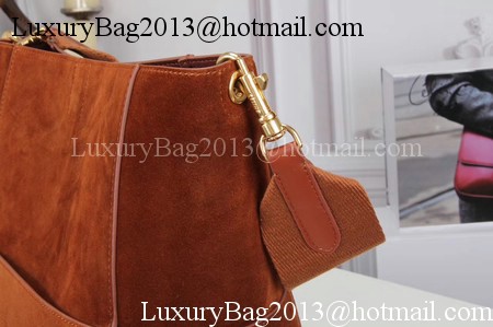 CELINE Sangle Seau Bag in Suede Leather C3371 Brown