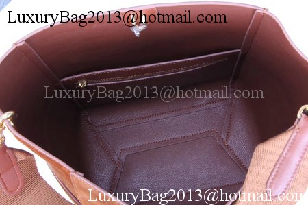 CELINE Sangle Seau Bag in Suede Leather C3371 Brown