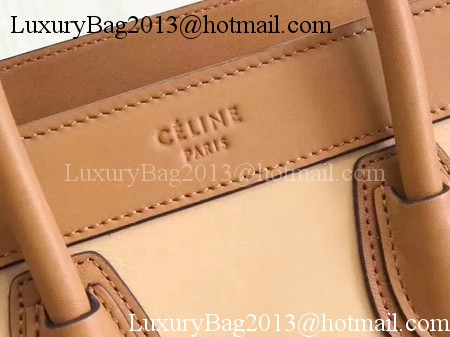 Celine Luggage Nano Tote Bag Original Leather CB3560 Apricot&Brown&Blue