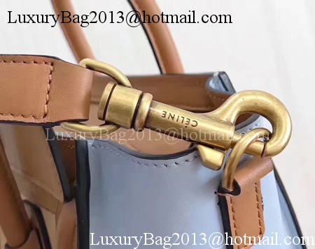 Celine Luggage Nano Tote Bag Original Leather CB3560 Apricot&Brown&Blue