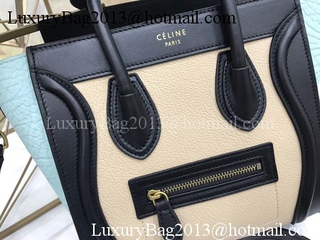 Celine Luggage Nano Tote Bag Original Leather CB3560 Blue&Apricot&Black