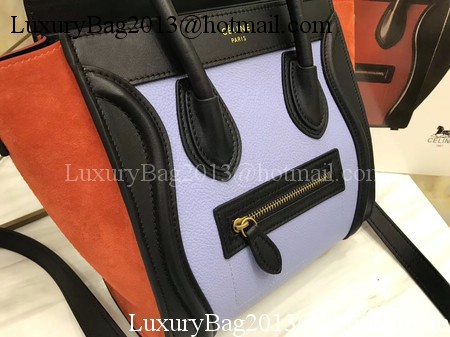 Celine Luggage Nano Tote Bag Original Leather CB3560 Purple&Brown&Black