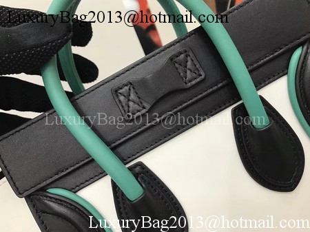 Celine Luggage Nano Tote Bag Original Leather CB3560 White&Black&Blue