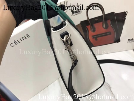 Celine Luggage Nano Tote Bag Original Leather CB3560 White&Black&Blue