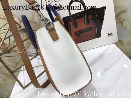 Celine Luggage Nano Tote Bag Original Leather CB3560 White&Brown&Blue