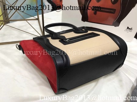 Celine Luggage Nano Tote Bag Original Leather CC3560 Apricot&Black&Red