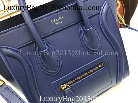 Celine Luggage Nano Tote Bag Original Leather CC3560 Blue