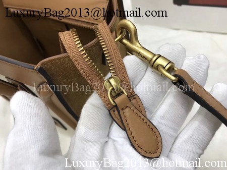 Celine Luggage Nano Tote Bag Original Leather CC3560 Brown&White