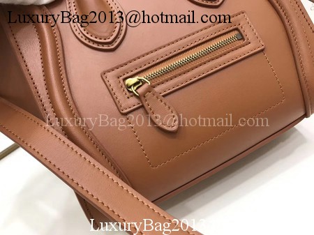 Celine Luggage Nano Tote Bag Original Leather CC3560 Brown