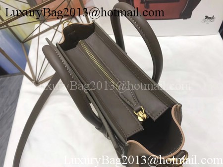 Celine Luggage Nano Tote Bag Original Leather CC3560 Grey&White&Brown