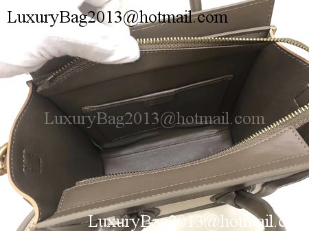 Celine Luggage Nano Tote Bag Original Leather CC3560 Grey&White&Brown