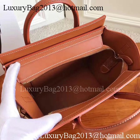 Celine Luggage Nano Tote Bag Original Leather CC3560 Orange