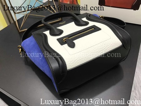 Celine Luggage Nano Tote Bag Original Leather CC3560 White&Black&Blue