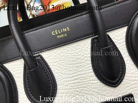 Celine Luggage Nano Tote Bag Original Leather CC3560 White&Black&Blue