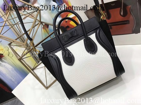 Celine Luggage Nano Tote Bag Original Leather CC3560 White&Black