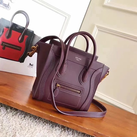 Celine Luggage Nano Tote Bag Original Leather CC3560 Wine