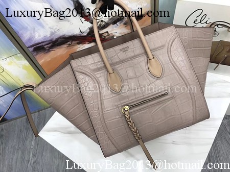 Celine Luggage Phantom Tote Bag Croco Leather CT3372 Apricot