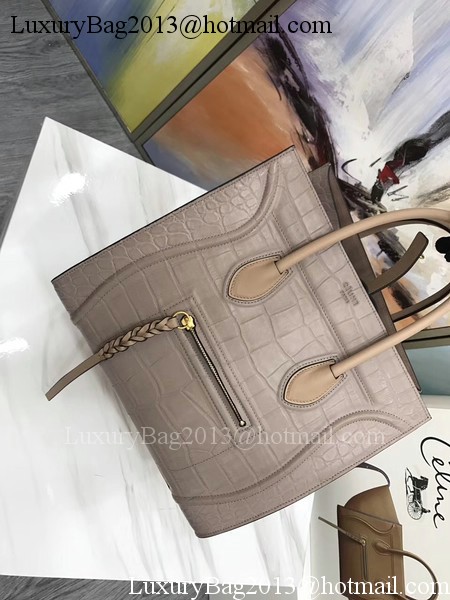 Celine Luggage Phantom Tote Bag Croco Leather CT3372 Apricot