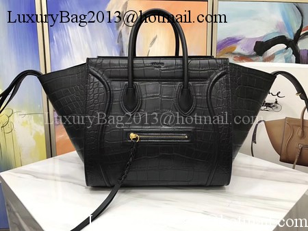 Celine Luggage Phantom Tote Bag Croco Leather CT3372 Black