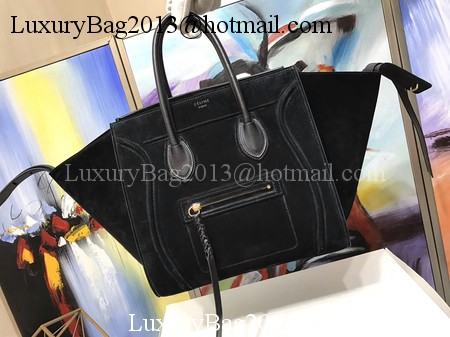 Celine Luggage Phantom Tote Bag Suede Leather CT3372 Black