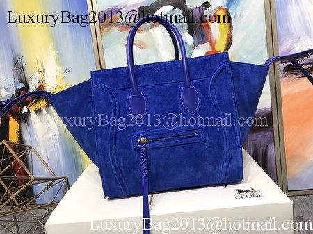 Celine Luggage Phantom Tote Bag Suede Leather CT3372 Blue