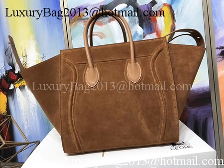Celine Luggage Phantom Tote Bag Suede Leather CT3372 Brown