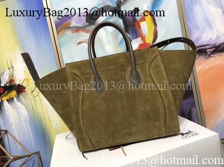 Celine Luggage Phantom Tote Bag Suede Leather CT3372 Green