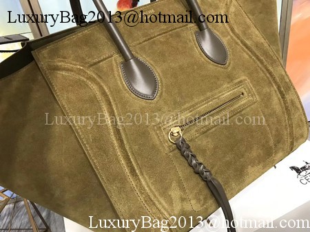 Celine Luggage Phantom Tote Bag Suede Leather CT3372 Green