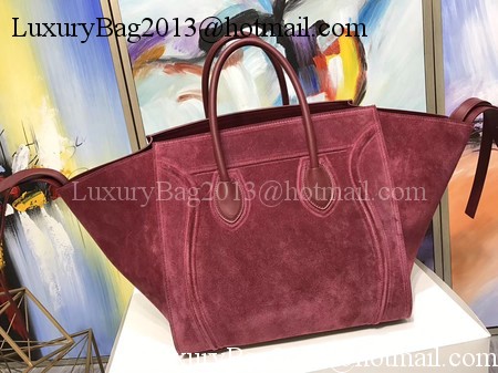 Celine Luggage Phantom Tote Bag Suede Leather CT3372 Red