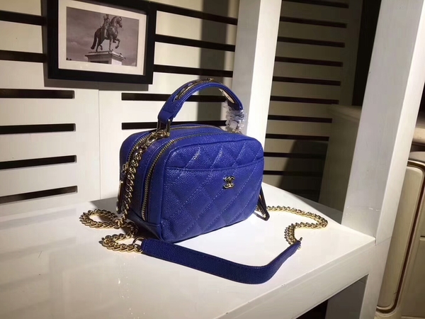 Chanel Classic Caviar Leather Shoulder Bag 92122B Blue