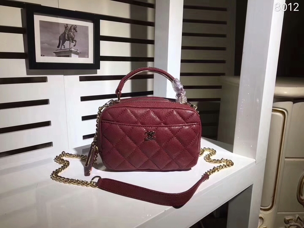 Chanel Classic Caviar Leather Shoulder Bag 92122B Dark Red
