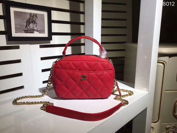 Chanel Classic Caviar Leather Shoulder Bag 92122B Red