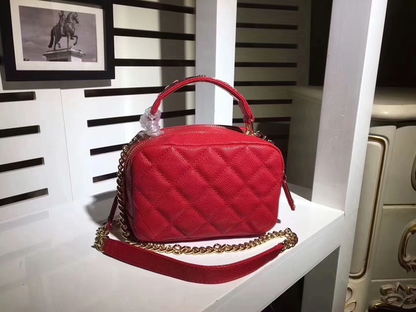 Chanel Classic Caviar Leather Shoulder Bag 92122B Red