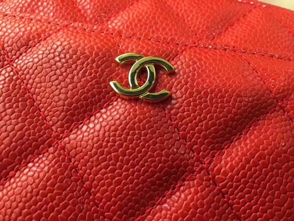 Chanel Classic Caviar Leather Shoulder Bag 92122B Red