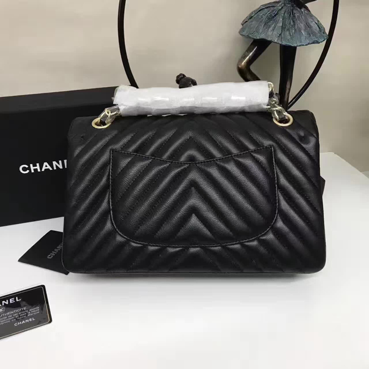 Chanel Flap Shoulder Bags Black Sheepskin Leather A1112 Glod