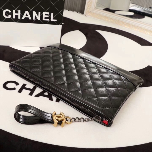 Chanel 2017 Calfskin Leather Clutch 8127 Black