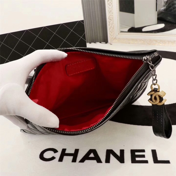 Chanel 2017 Calfskin Leather Clutch 8127 Black