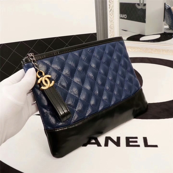 Chanel 2017 Calfskin Leather Clutch 8127 Blue