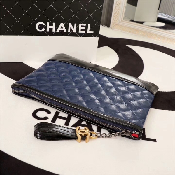 Chanel 2017 Calfskin Leather Clutch 8127 Blue