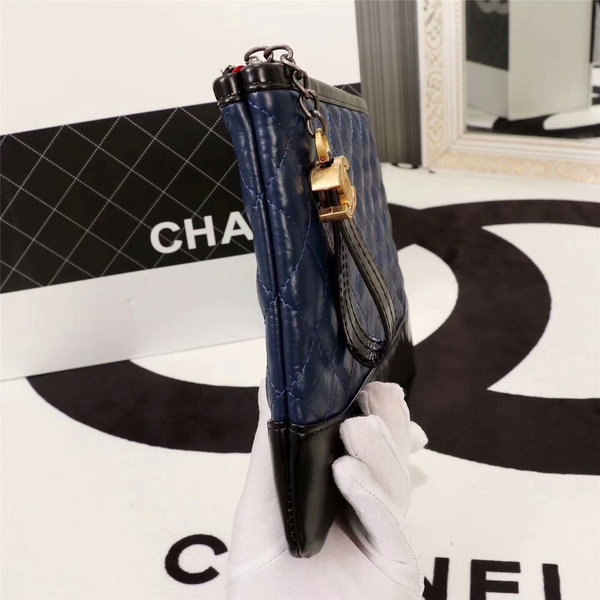 Chanel 2017 Calfskin Leather Clutch 8127 Blue