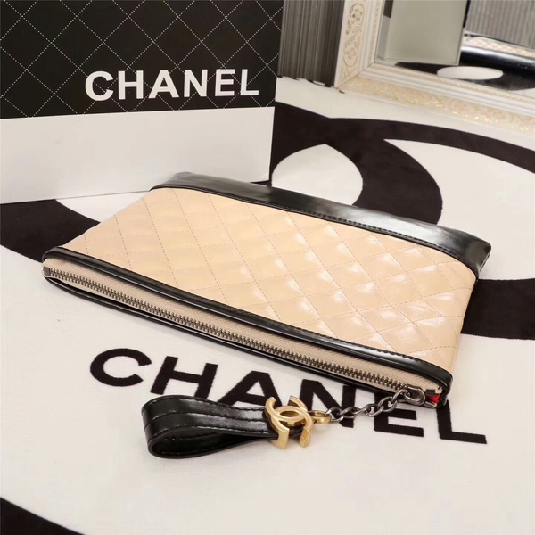 Chanel 2017 Calfskin Leather Clutch 8127 Camel