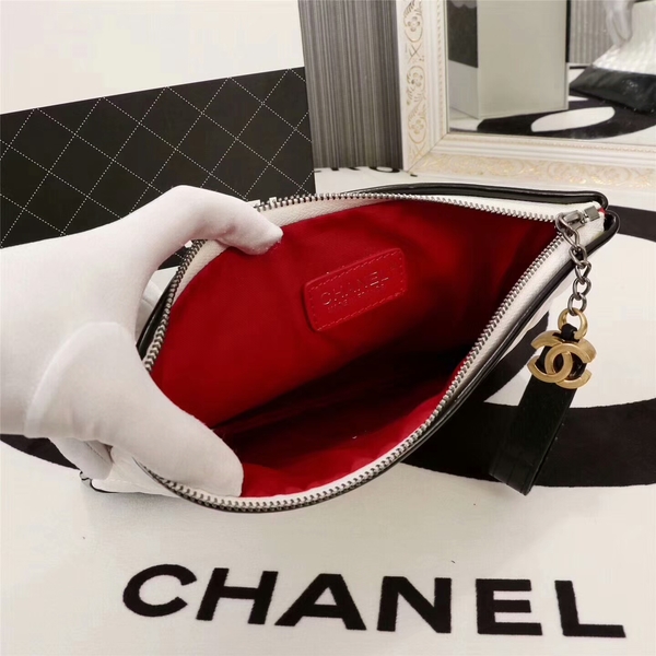 Chanel 2017 Calfskin Leather Clutch 8127 White