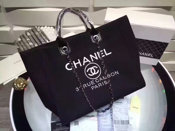 Chanel Large Canvas Tote Shopping Bag CNA1679 Black