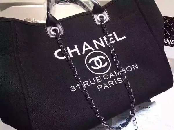Chanel Large Canvas Tote Shopping Bag CNA1679 Black